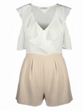 NWT Entry White and Tan Romper M